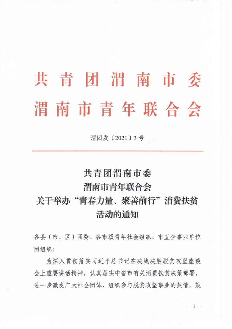 關(guān)于舉辦“青春力量，聚善前行”消費(fèi)扶貧活動(dòng)的通知
